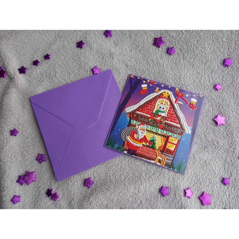 Carte peinture diamant Noël + enveloppe assortie