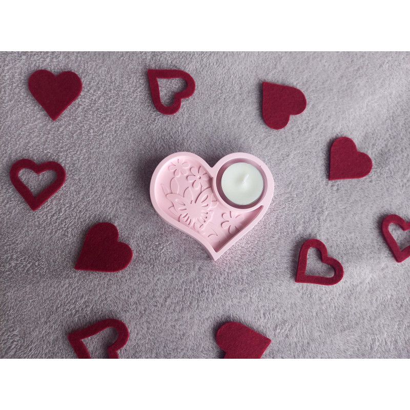 Bougeoir coeur - rose