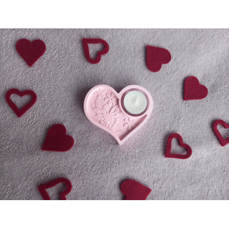 Bougeoir coeur - rose
