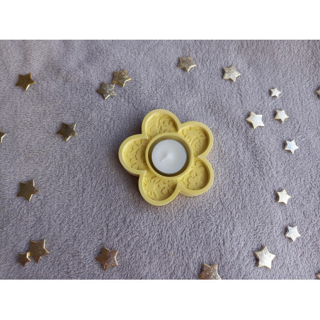 Bougeoir fleur - jaune