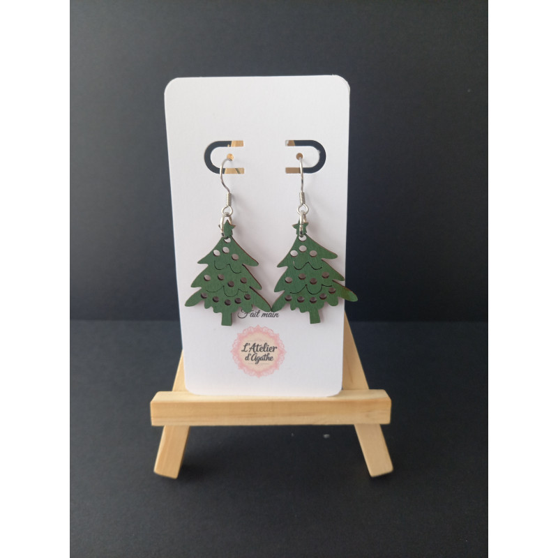 Boucles d'oreilles bois Noël