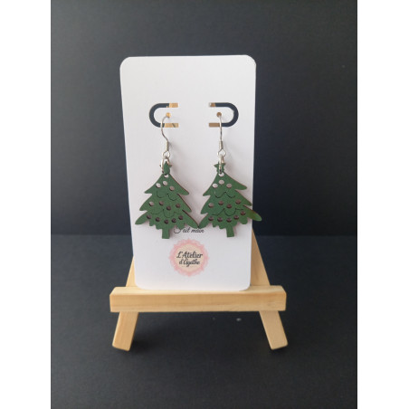 Boucles d'oreilles bois Noël
