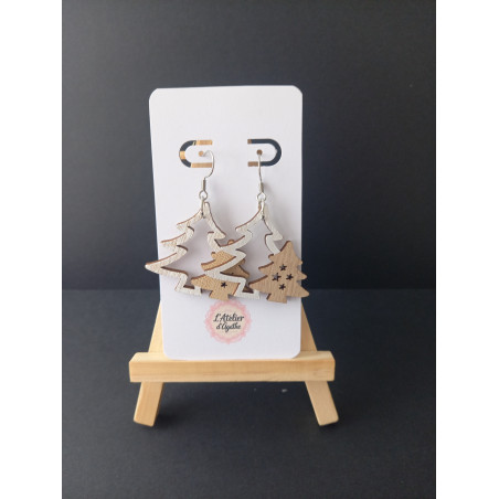 Boucles d'oreilles bois (2 modèles) Noël
