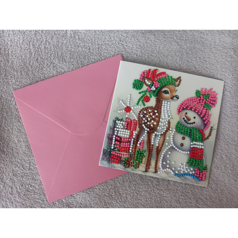 Carte peinture diamant Noël + enveloppe assortie
