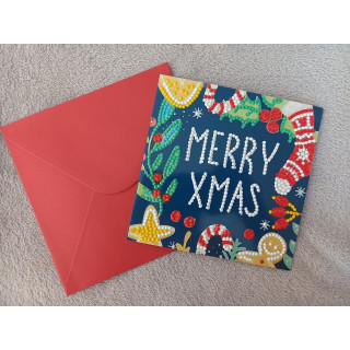 Carte peinture diamant Noël + enveloppe assortie