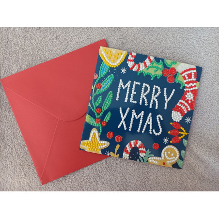 Carte peinture diamant Noël + enveloppe assortie