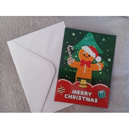 Carte peinture diamant Noël + enveloppe assortie