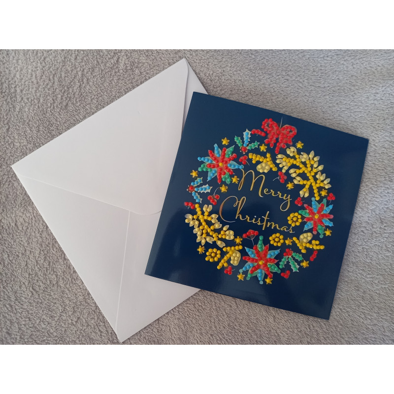 Carte peinture diamant Noël + enveloppe assortie