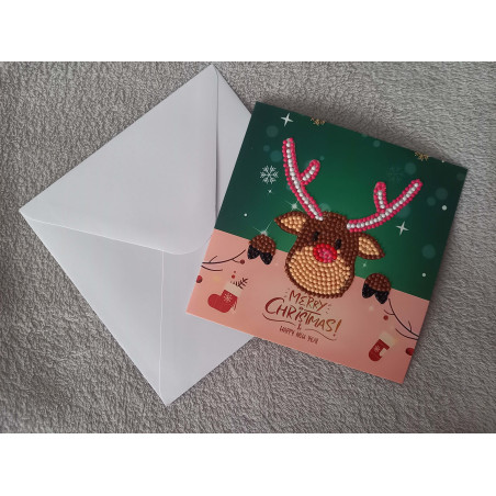 Carte peinture diamant Noël + enveloppe assortie