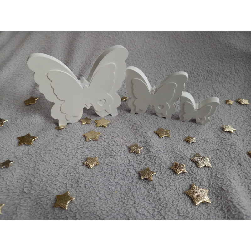 Lot de 3 papillons assortis - blanc (naturel)