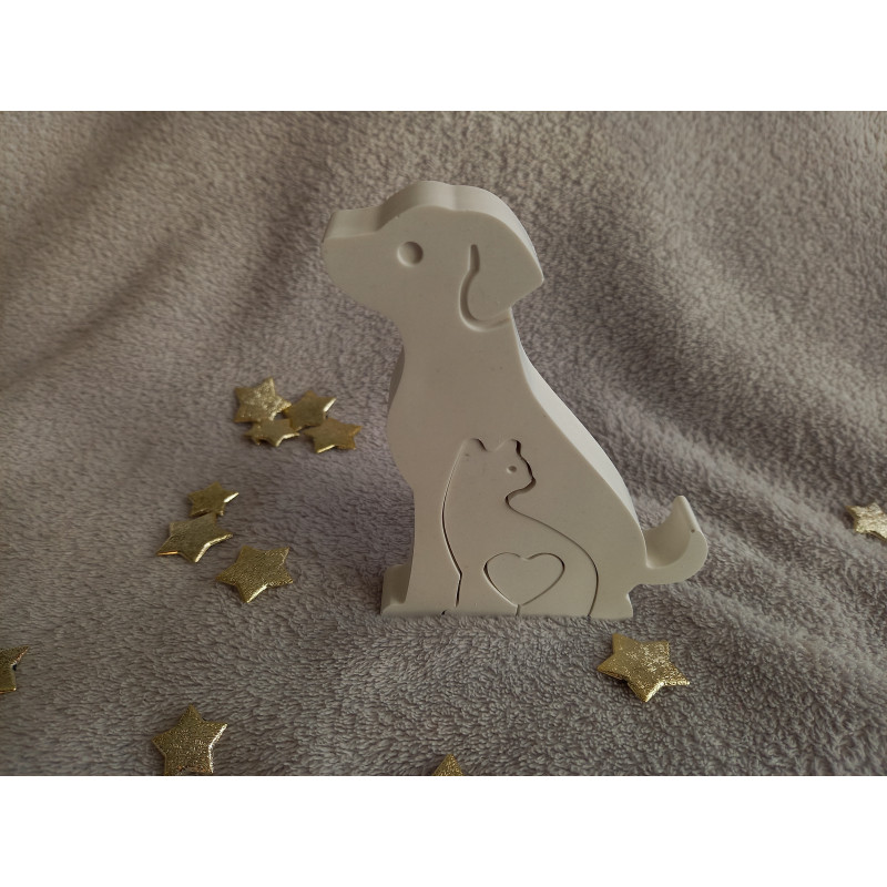 Puzzle chat/chien - blanc (naturel)
