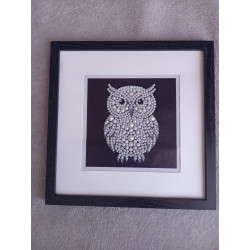 Tableau peinture diamant noir et blanc - Série animalière - Chouette