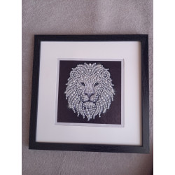 Tableau peinture diamant noir et blanc - Série animalière - Lion