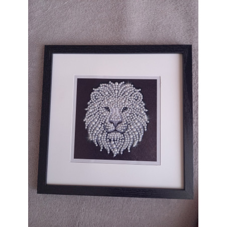 Tableau peinture diamant noir et blanc - Série animalière - Lion