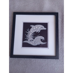 Tableau peinture diamant noir et blanc - Série animalière - Dauphin