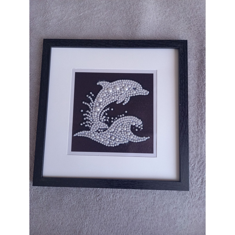 Tableau peinture diamant noir et blanc - Série animalière - Dauphin
