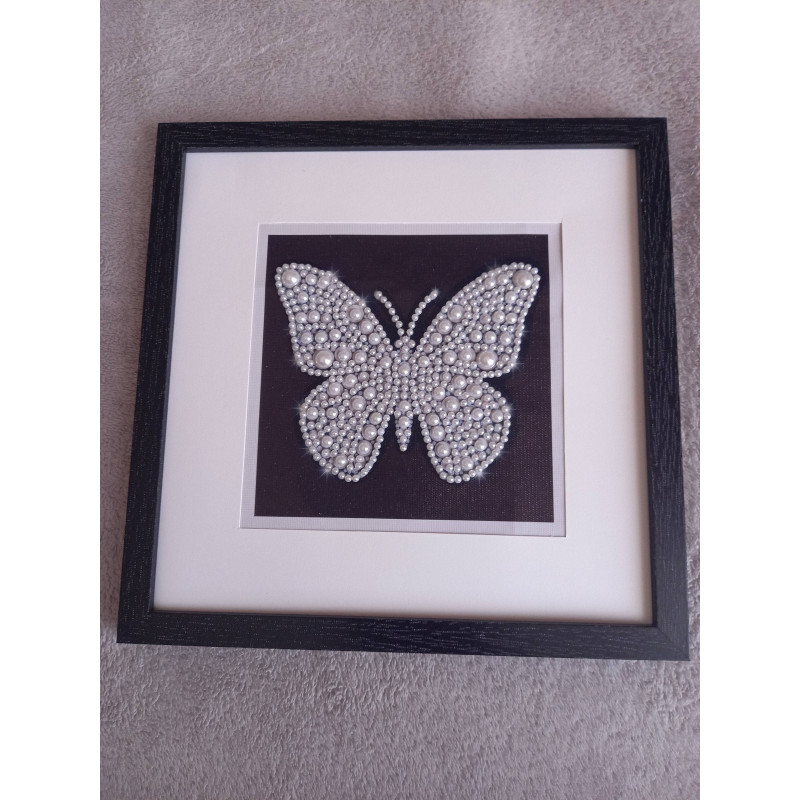 Tableau peinture diamant noir et blanc - Série animalière - Papillon