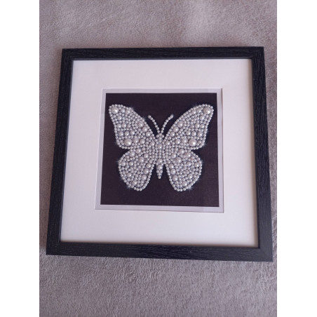 Tableau peinture diamant noir et blanc - Série animalière - Papillon