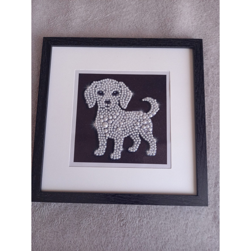 Tableau peinture diamant noir et blanc - Série animalière - Chien