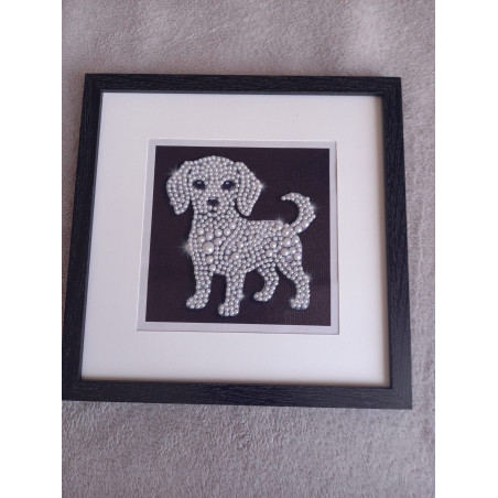 Tableau peinture diamant noir et blanc - Série animalière - Chien