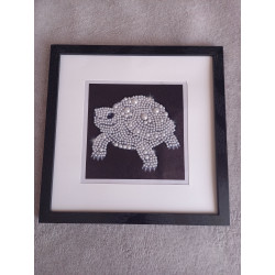 Tableau peinture diamant noir et blanc - Série animalière - Tortue