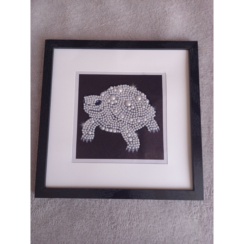 Tableau peinture diamant noir et blanc - Série animalière - Tortue