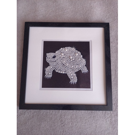 Tableau peinture diamant noir et blanc - Série animalière - Tortue