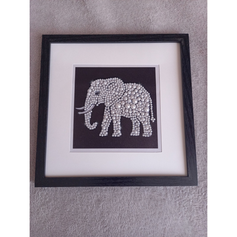 Tableau peinture diamant noir et blanc - Série animalière - Elephant