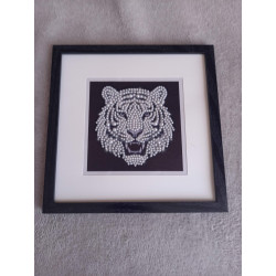 Tableau peinture diamant noir et blanc - Série animalière - Tigre