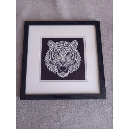 Tableau peinture diamant noir et blanc - Série animalière - Tigre