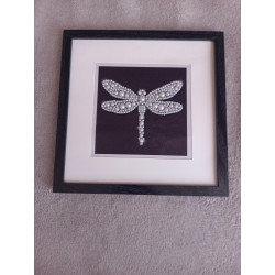 Tableau peinture diamant noir et blanc - Série animalière - Libellule