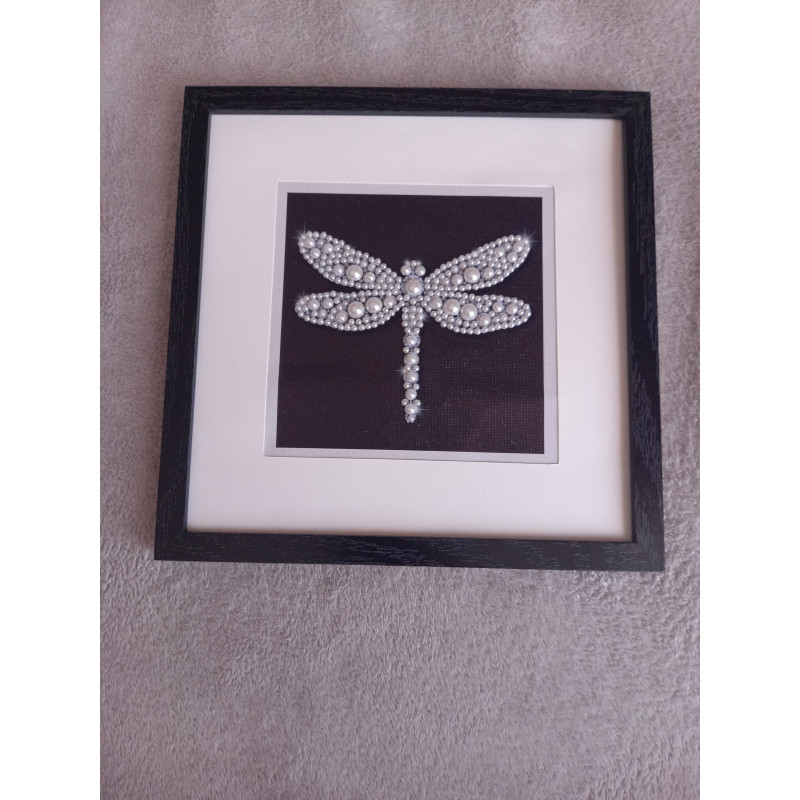 Tableau peinture diamant noir et blanc - Série animalière - Libellule