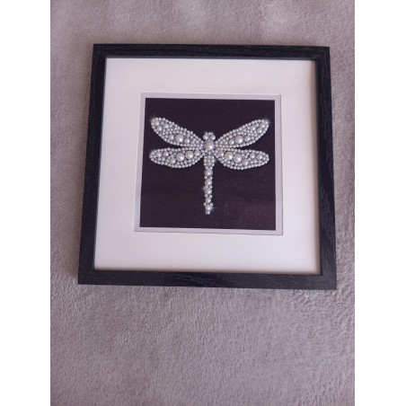 Tableau peinture diamant noir et blanc - Série animalière - Libellule