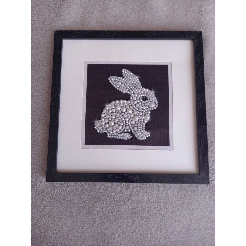 Tableau peinture diamant noir et blanc - Série animalière - Lapin