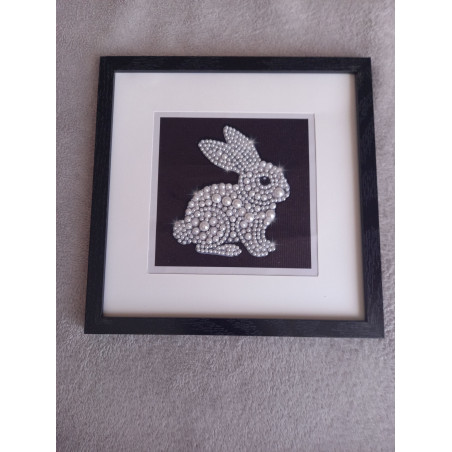 Tableau peinture diamant noir et blanc - Série animalière - Lapin