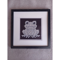 Tableau peinture diamant noir et blanc - Série animalière - Grenouille