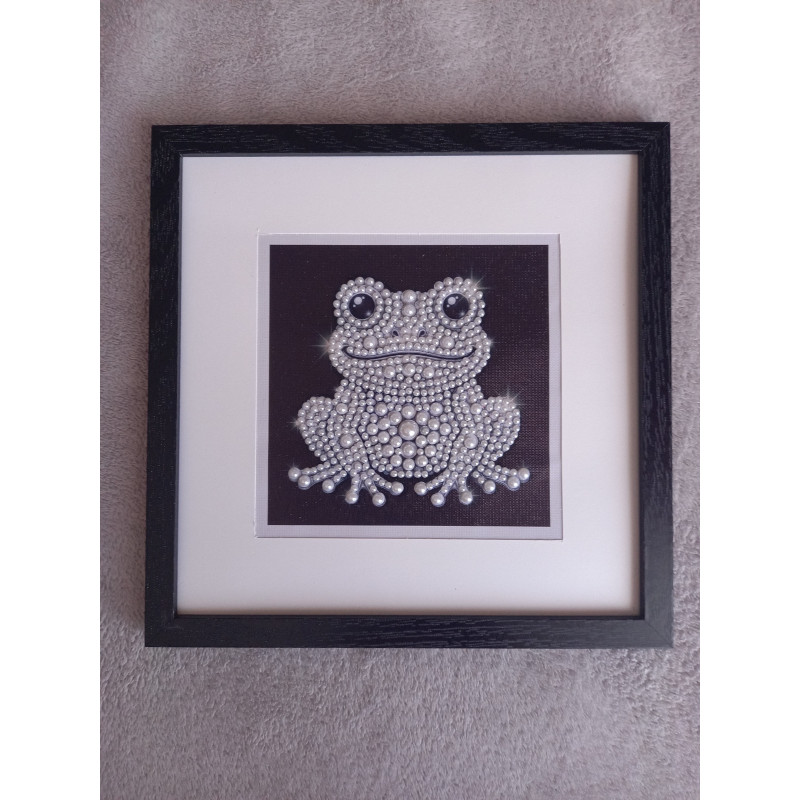 Tableau peinture diamant noir et blanc - Série animalière - Grenouille
