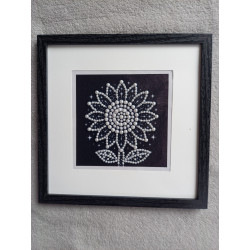 Tableau peinture diamant noir et blanc - Série florale - Tournesol