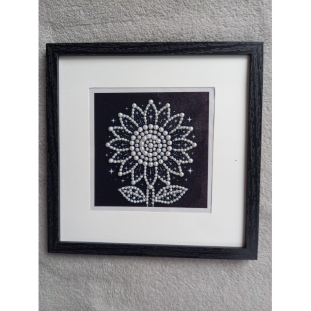 Tableau peinture diamant noir et blanc - Série florale - Tournesol
