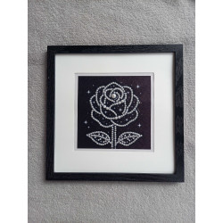 Tableau peinture diamant noir et blanc - Série florale - Rose