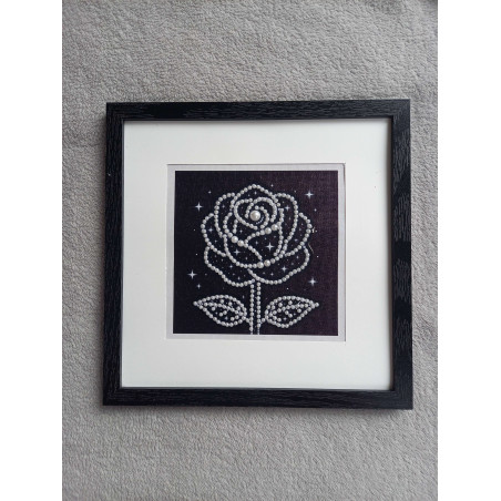 Tableau peinture diamant noir et blanc - Série florale - Rose