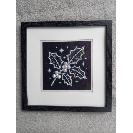 Tableau peinture diamant noir et blanc - Série florale - Houx