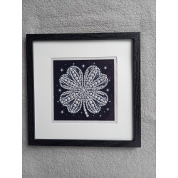 Tableau peinture diamant noir et blanc - Série florale - Trèfle