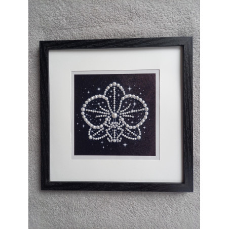 Tableau peinture diamant noir et blanc - Série florale - Orchidée
