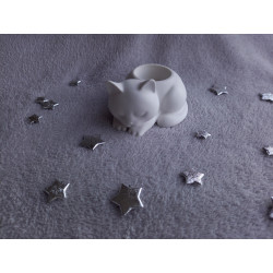 Bougeoir chat - blanc (naturel)