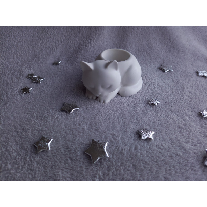 Bougeoir chat - blanc (naturel)