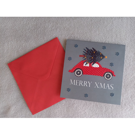 Carte peinture diamant Noël pop up + enveloppe assortie