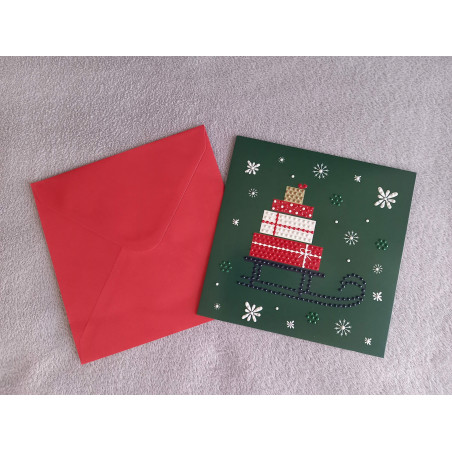 Carte peinture diamant Noël + enveloppe assortie