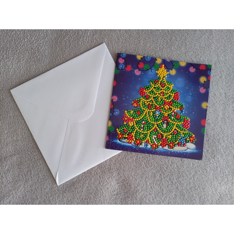Carte peinture diamant Noël + enveloppe assortie