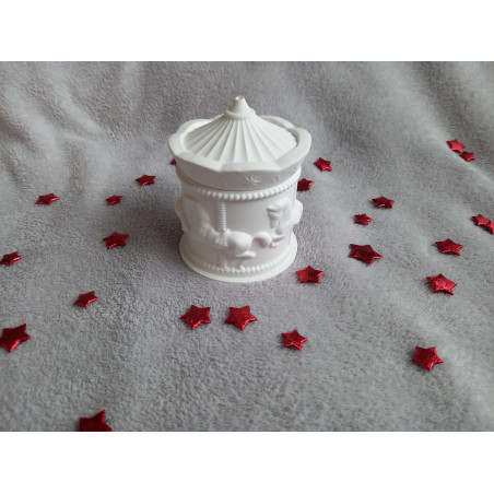 Boite carrousel avec couvercle assorti - blanc (naturel)